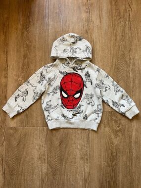 Marvel Kids Spider-Man Hooded Sweatshirt - Red & Heather Gray Size 4